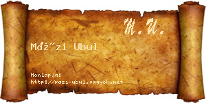 Mázi Ubul névjegykártya